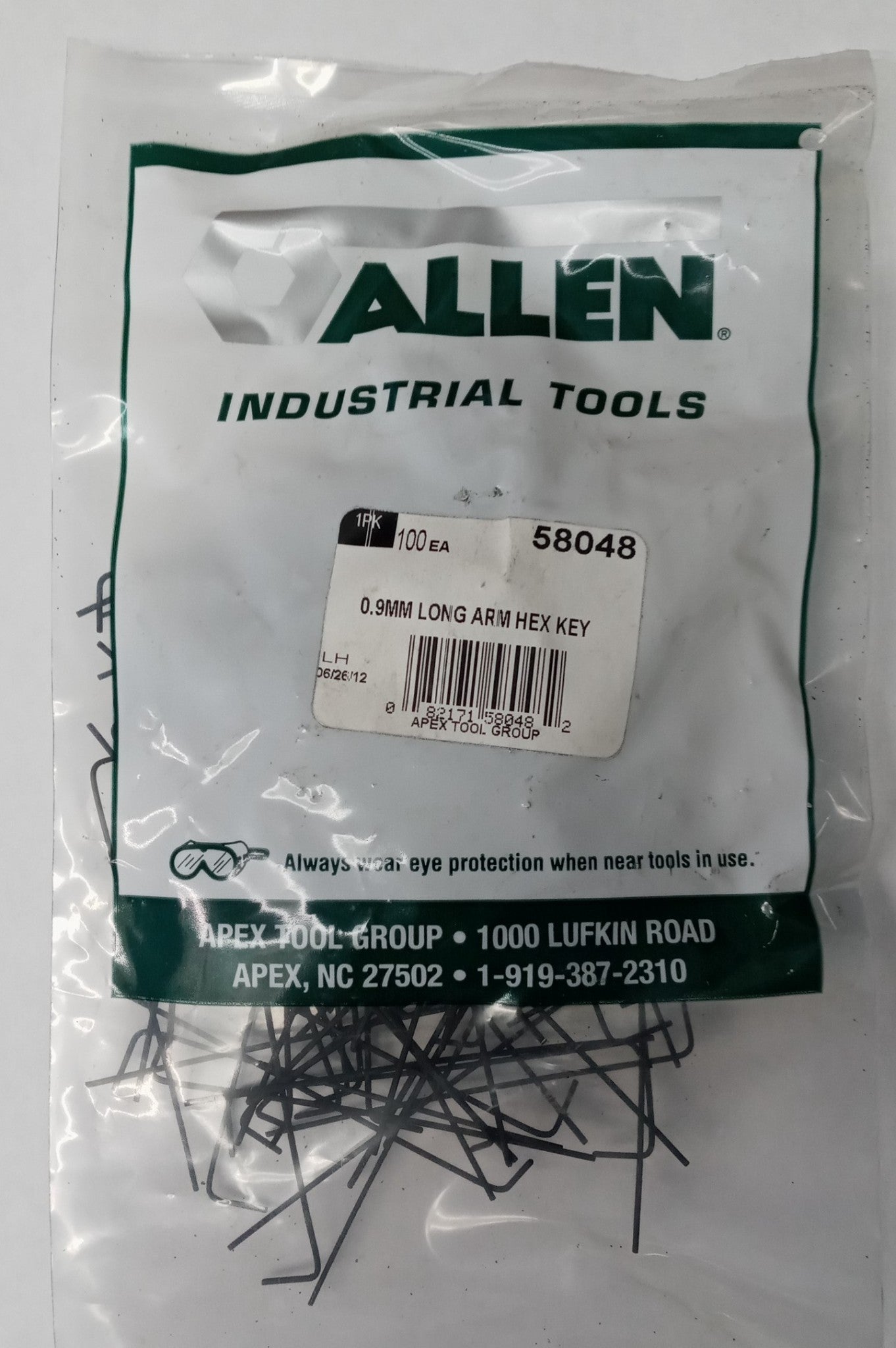 Allen 58048 100pcs 0.9mm Long Arm Hex Keys