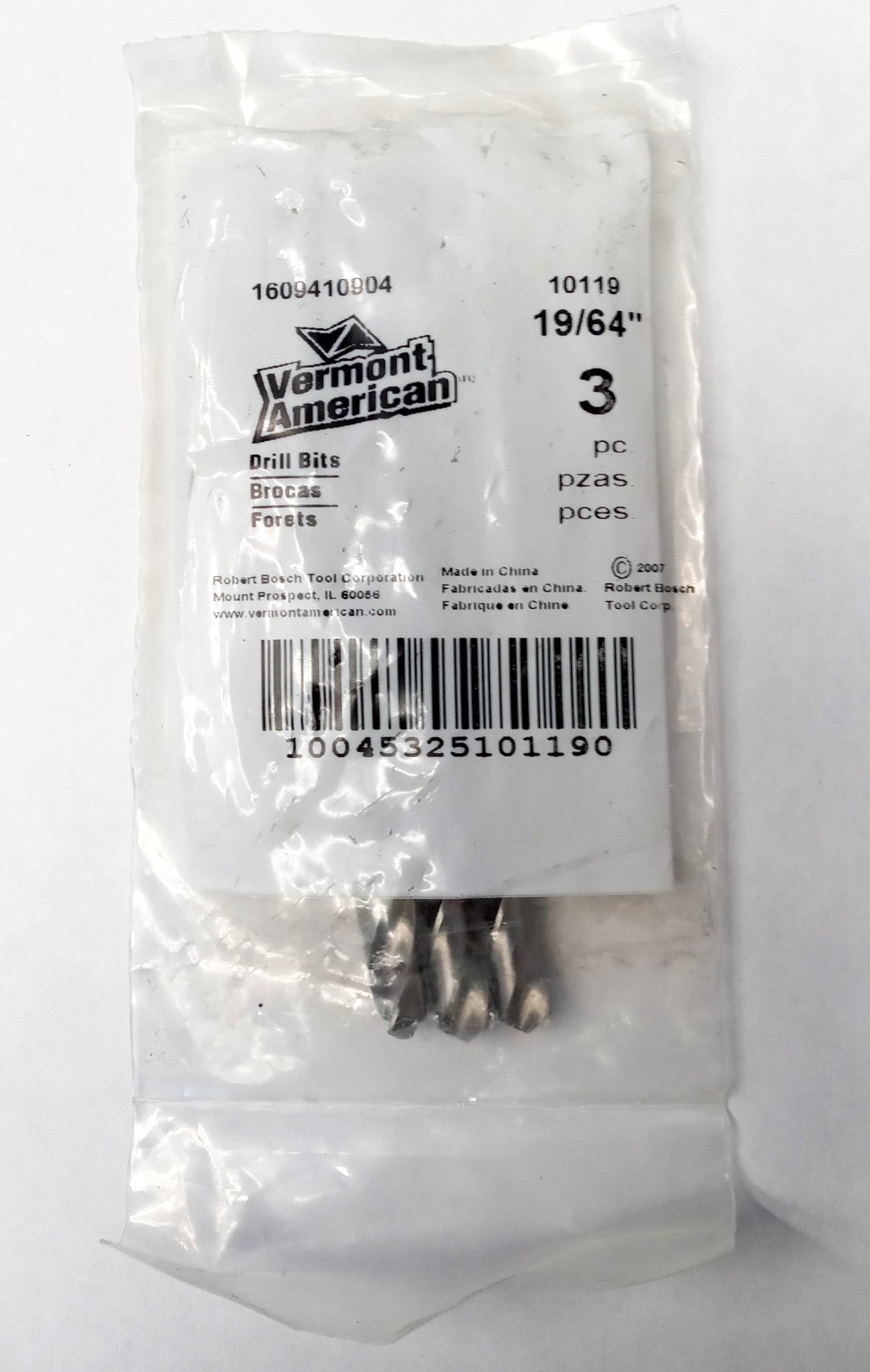 Vermont American 10119 19/64" Drill Bits 3pc