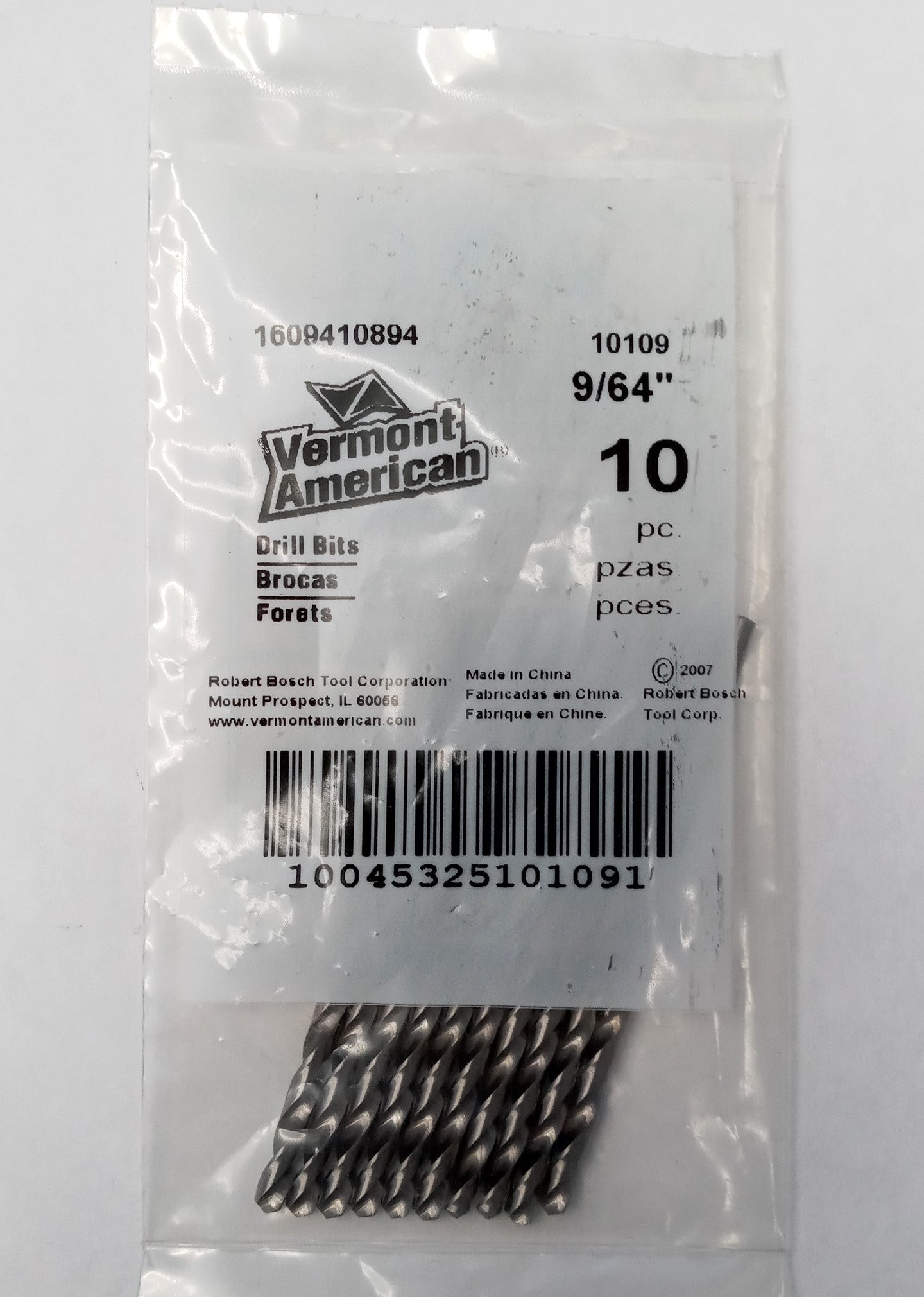 Vermont American 10109 9/64" Drill Bits 10pc