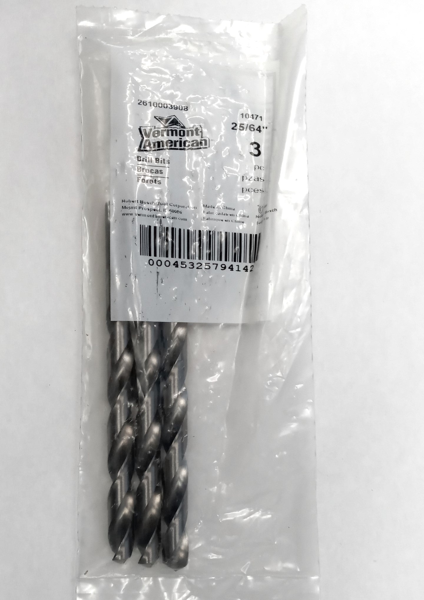 Vermont American 10471 25/64" Drill Bits 3pc