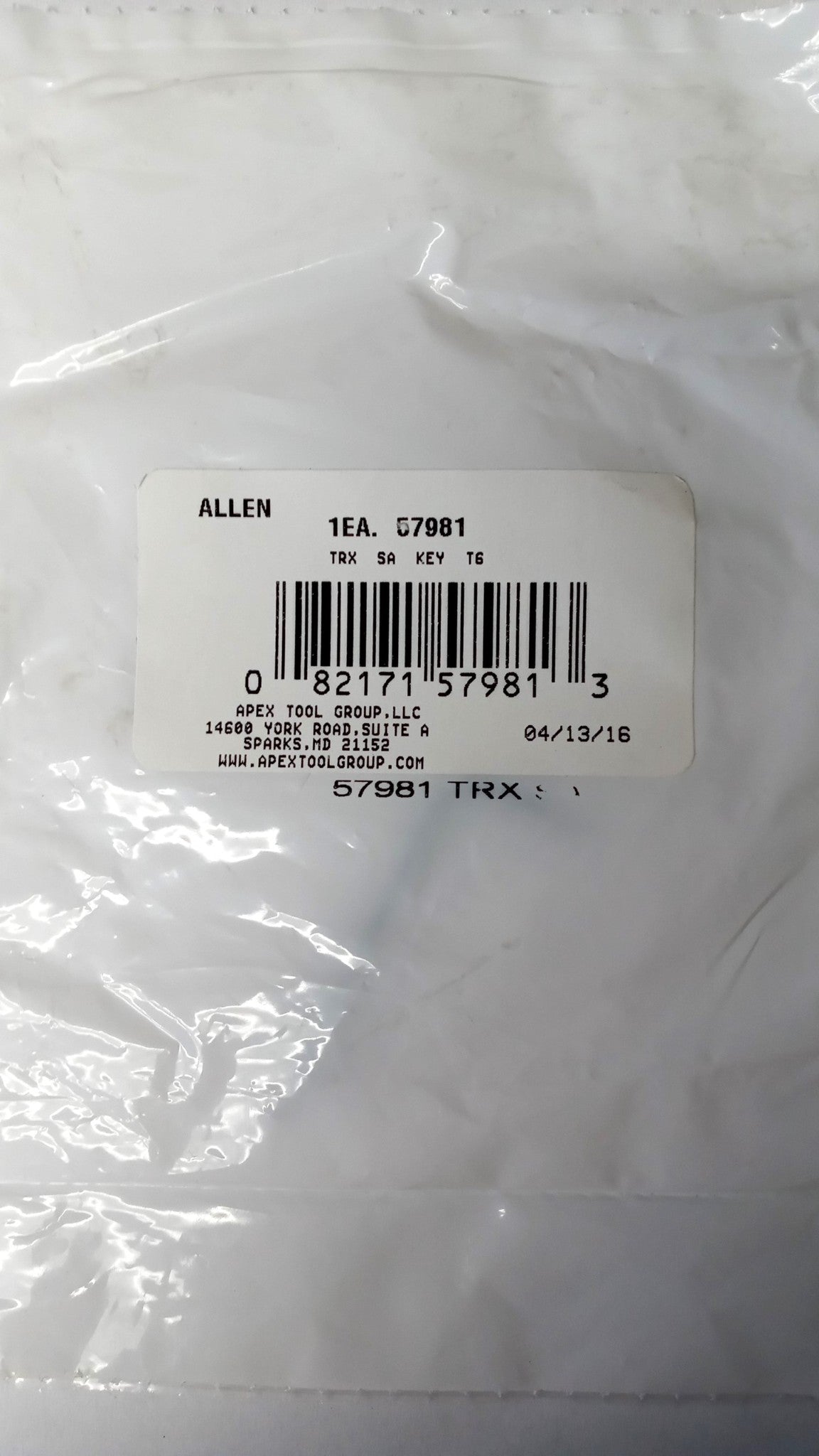 Allen 57981 T6 Torx Short Arm Key 2pcs. USA