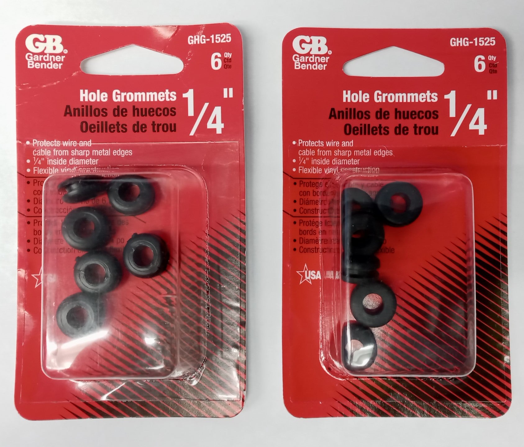 Gardner Bender GHG-1525 1/4" Hole Grommets (2 Packs of 6) USA