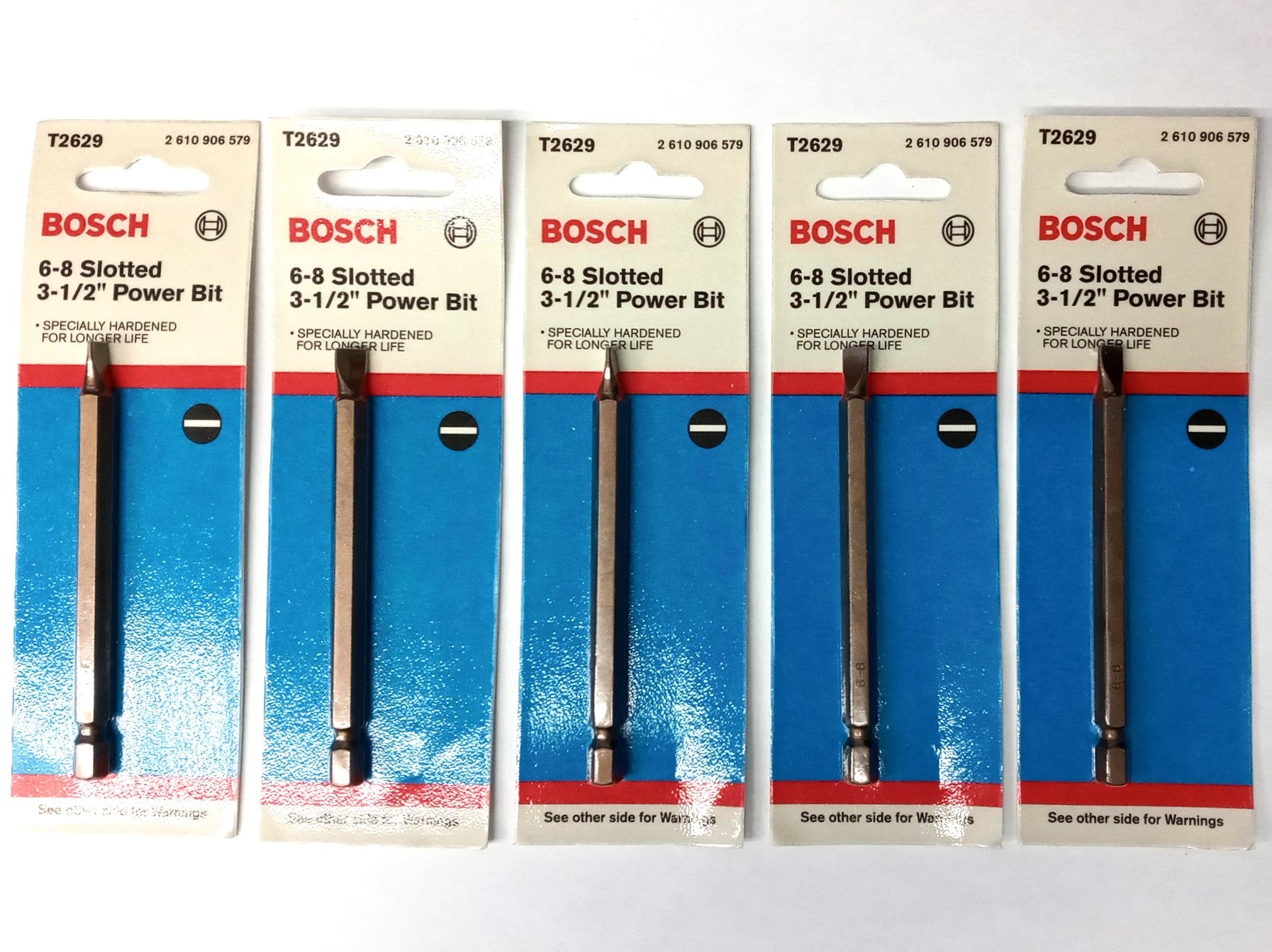 Bosch T2629 6-8 Slotted 3-1/2" Power Bits USA 5pcs