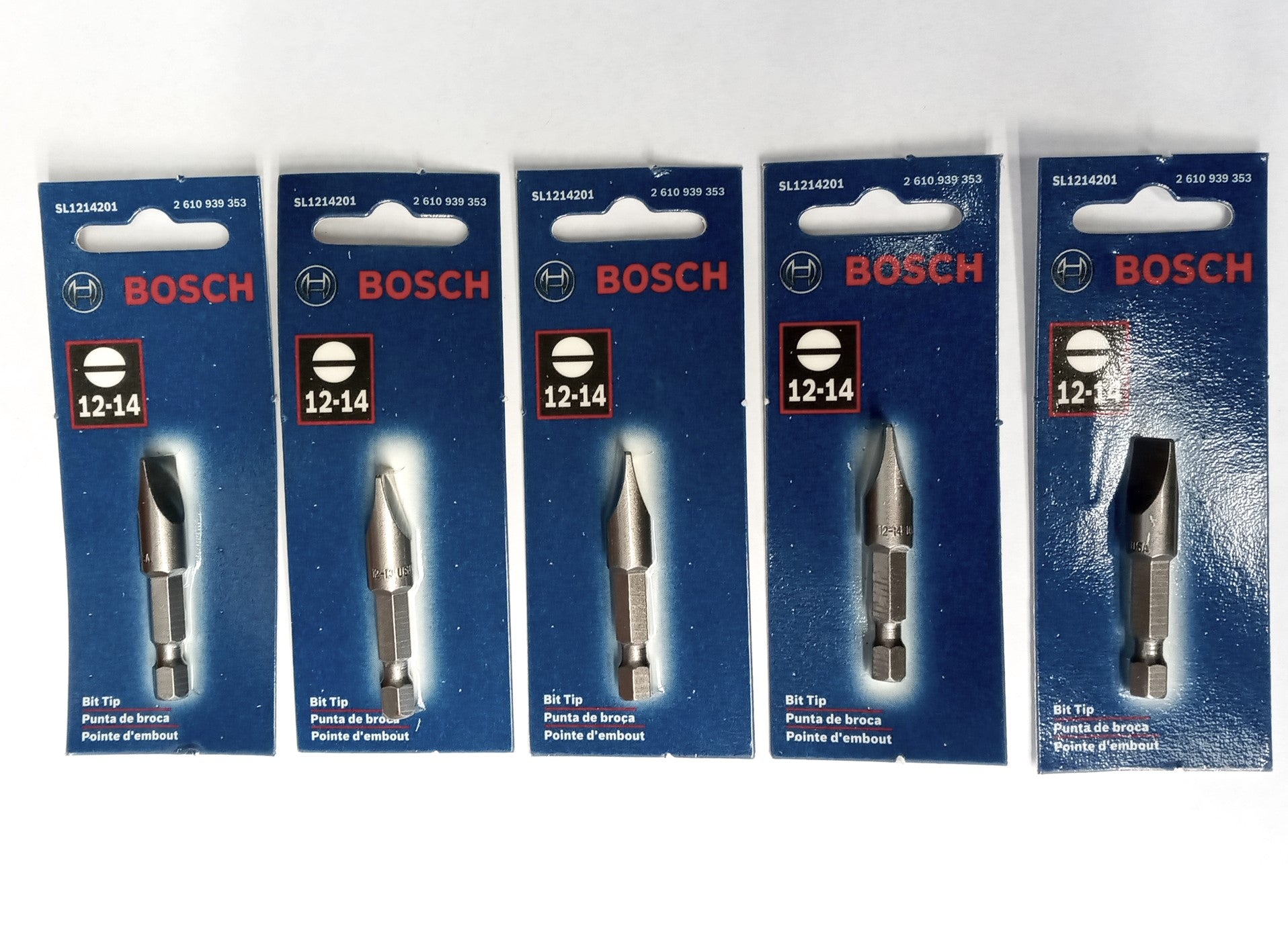 Bosch SL1214201 12-14 Slotted Bit Tips (5pcs)
