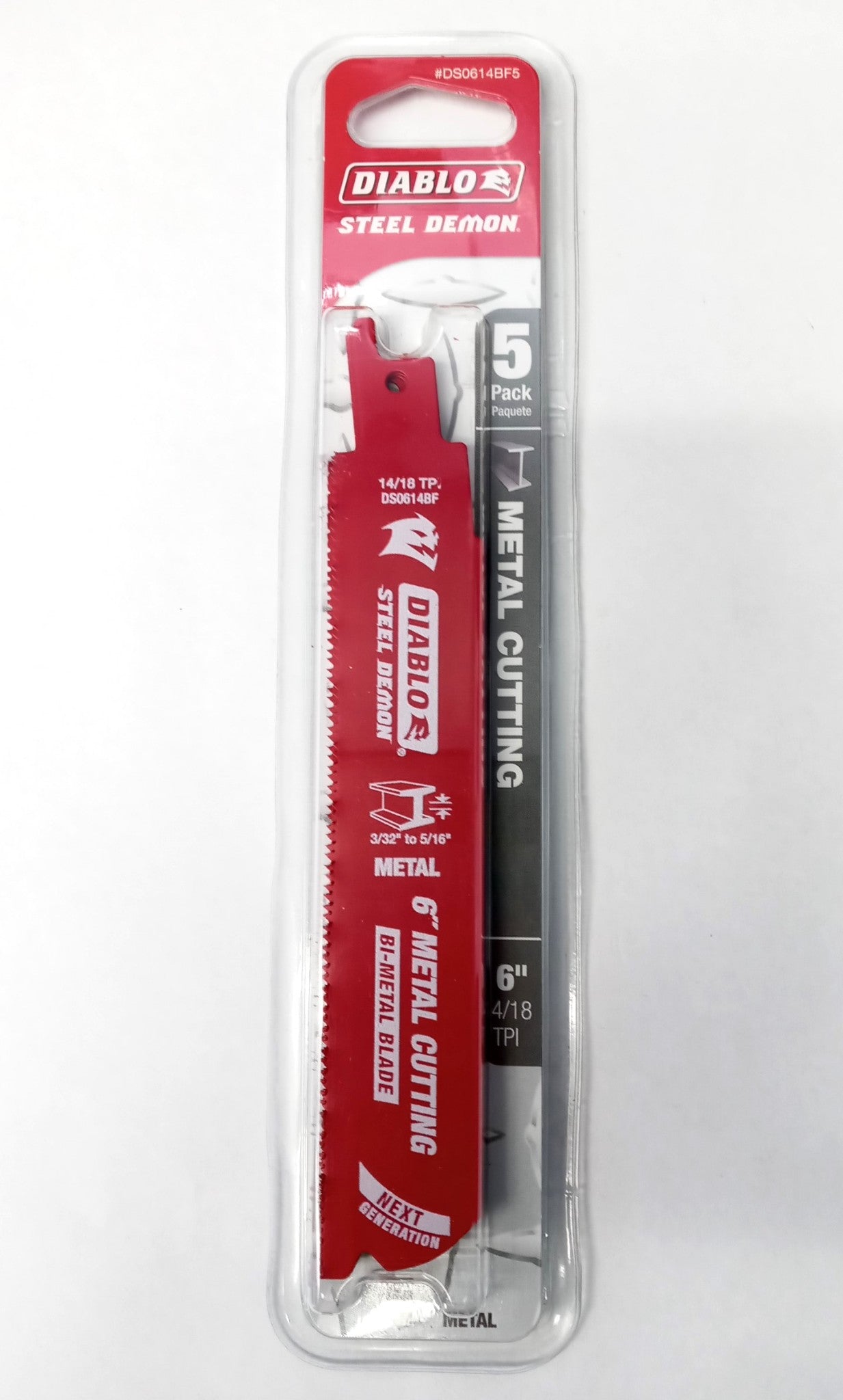 Diablo DS0614BF5 6" 14/18 TPI Bimetal Reciprocating Steel Demon Saw Blade 5-Pack