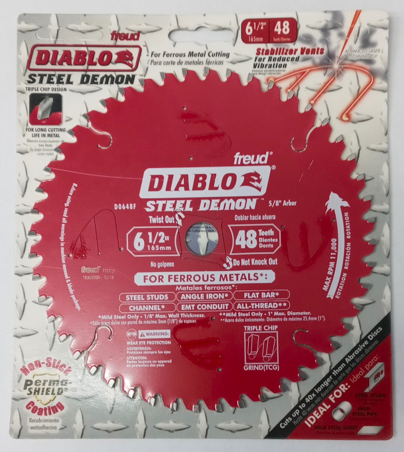 Diablo D0648F 6-1/2" x 48 Tooth Ferrous Metal Cutting Saw Blade Italy