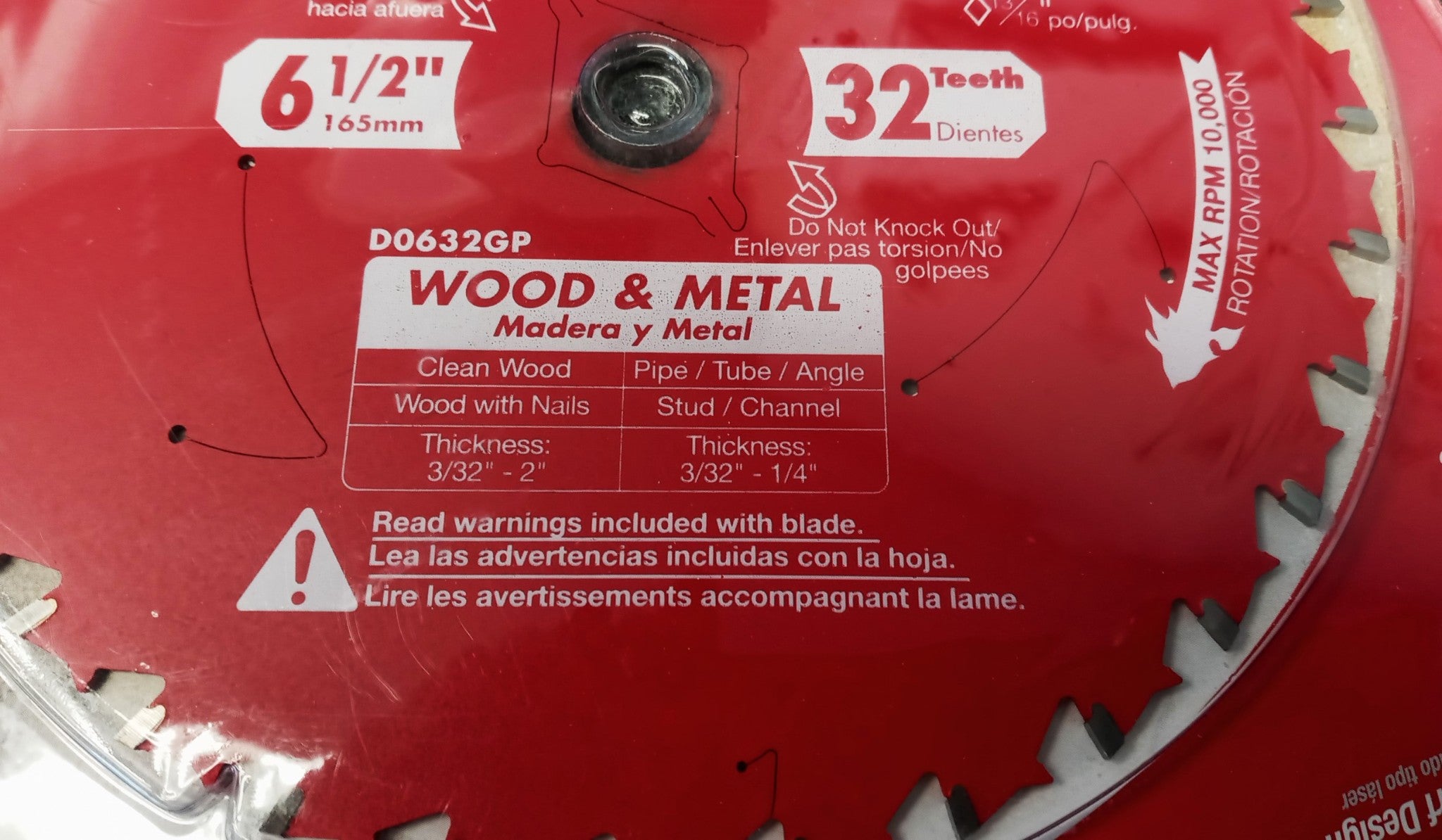 Diablo D0632GP 6-1/2" x 32 Tooth Wood & Metal Cutting Saw Blade Italy