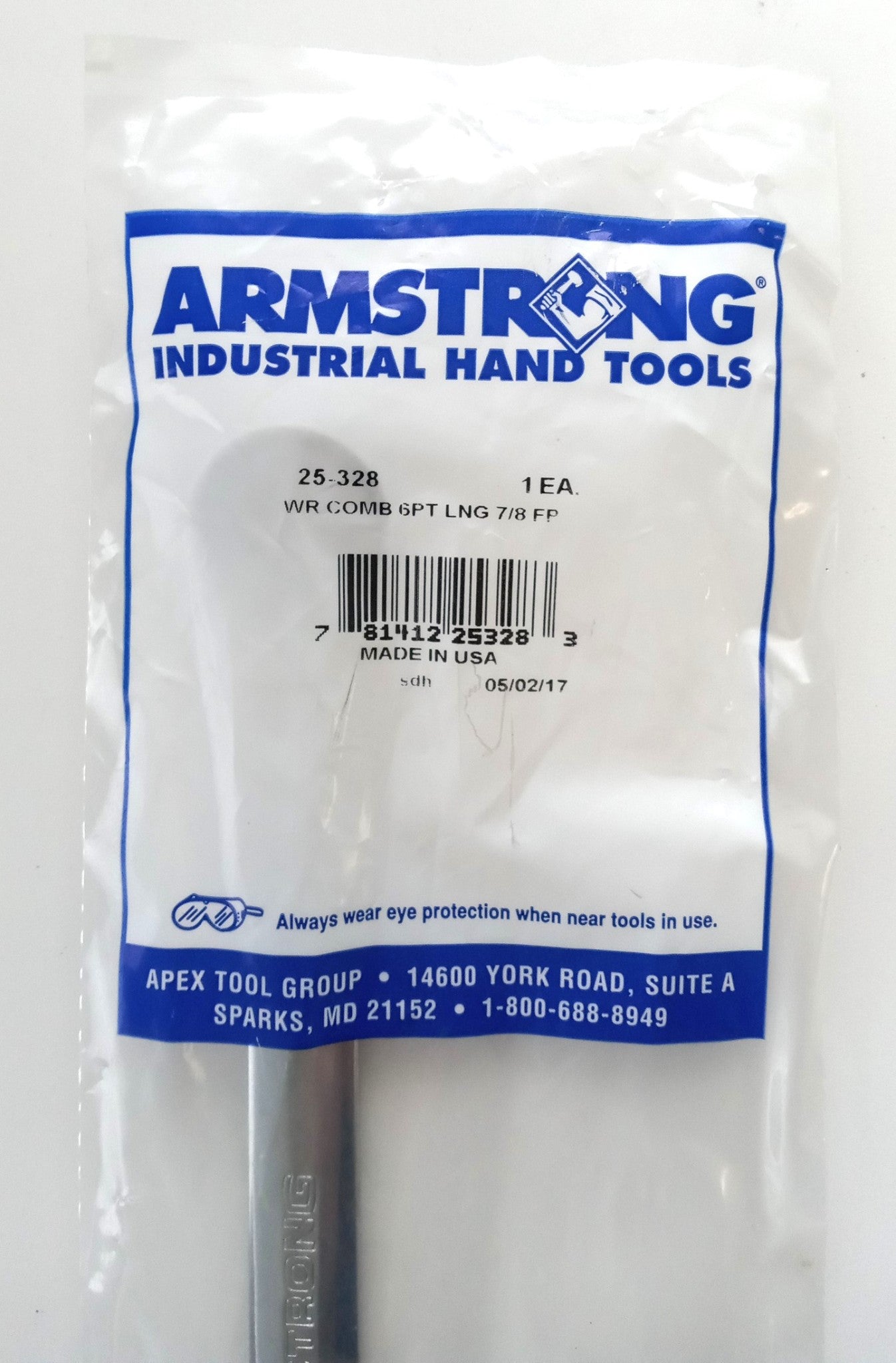 ARMSTRONG 25-328 7/8" COMBINATION WRENCH FULL POLISH 6 POINT USA
