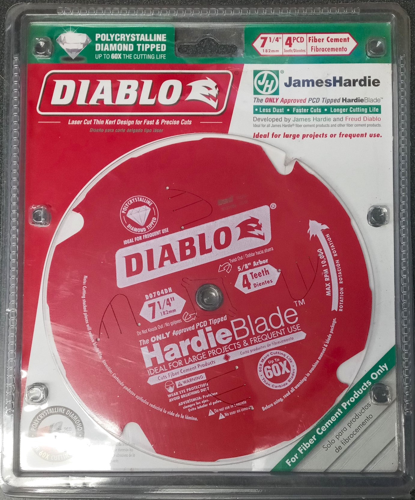 Diablo D0704DH 7‑1/4" x 4 Tooth, HardieBlade for Fiber Cement Saw Blade Italy