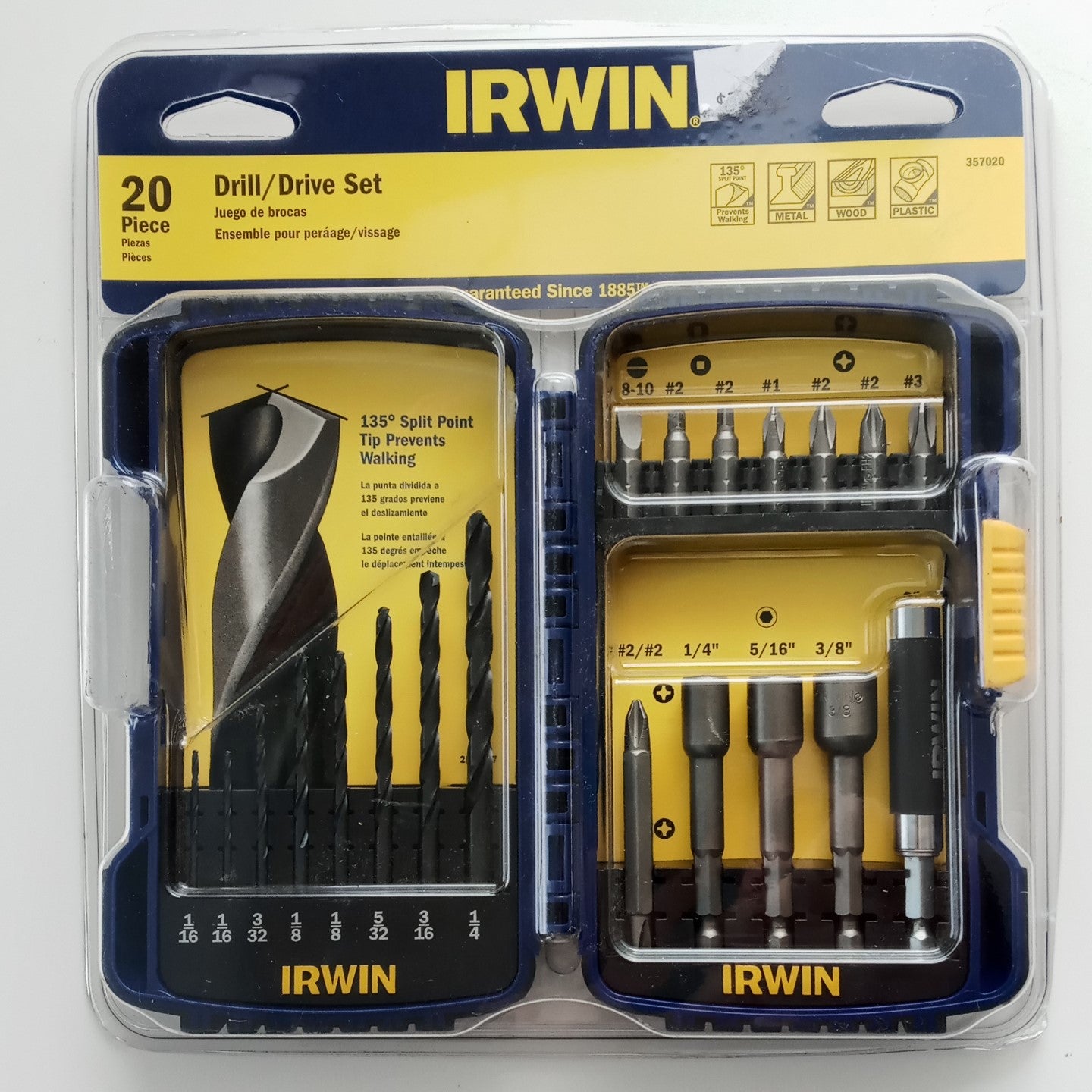 Irwin Tools 357020 20 Piece Drill & Drive Bit Set Black Oxide Drills