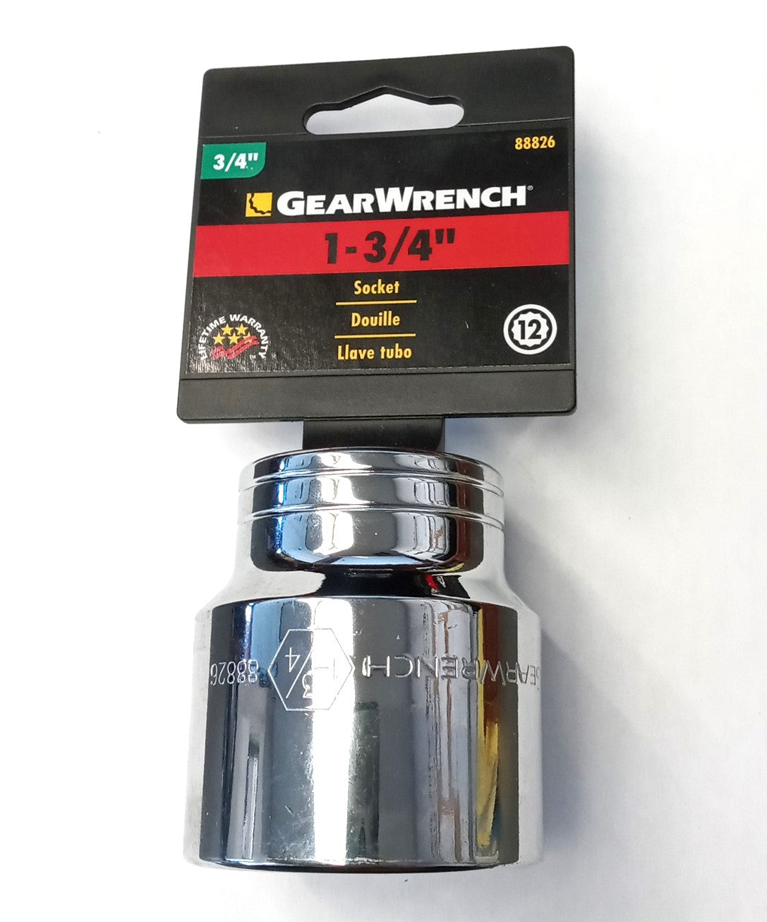 GearWrench 88826 3/4" Drive 1-3/4" Socket 12 Point