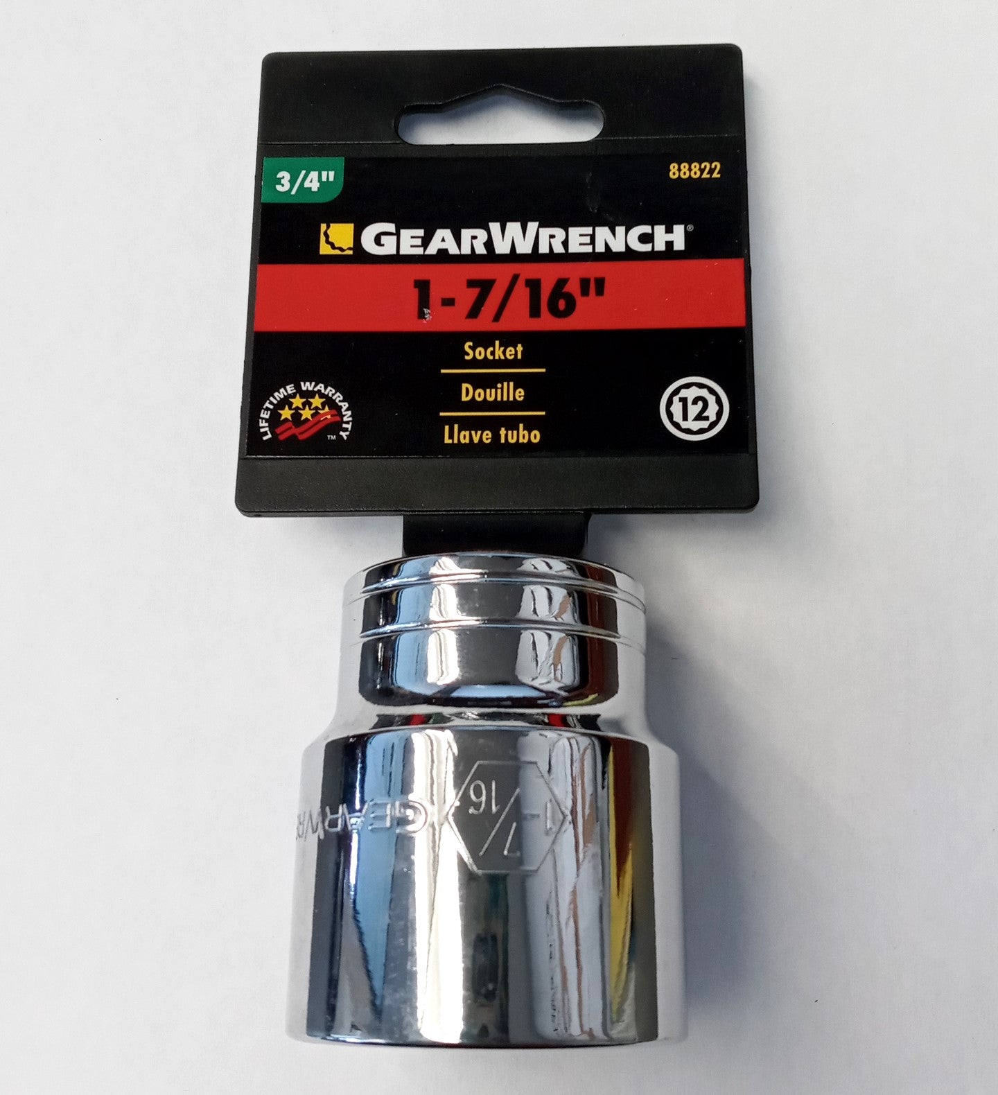 GearWrench 88822 3/4" Drive 1-7/16" Socket 12 Point