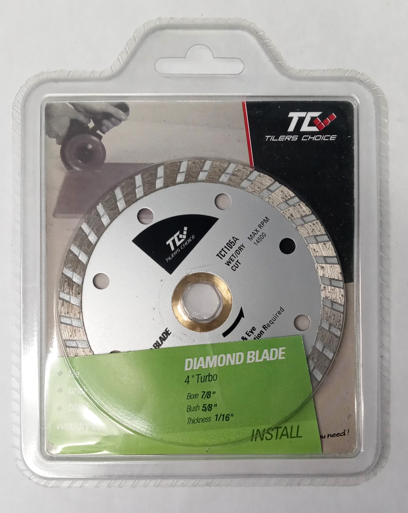 DTA TCT105A 4" Tiler's Choice Turbo Rim Diamond Blade for Tile