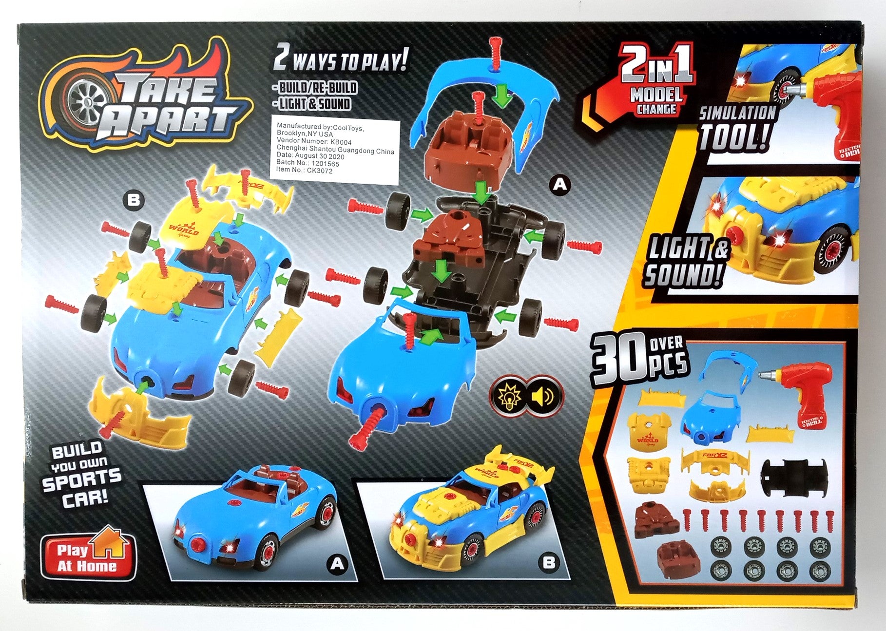 Take Apart Racing Car Toys - Build Your Own Assembly Vehicle with 30 Piece Const