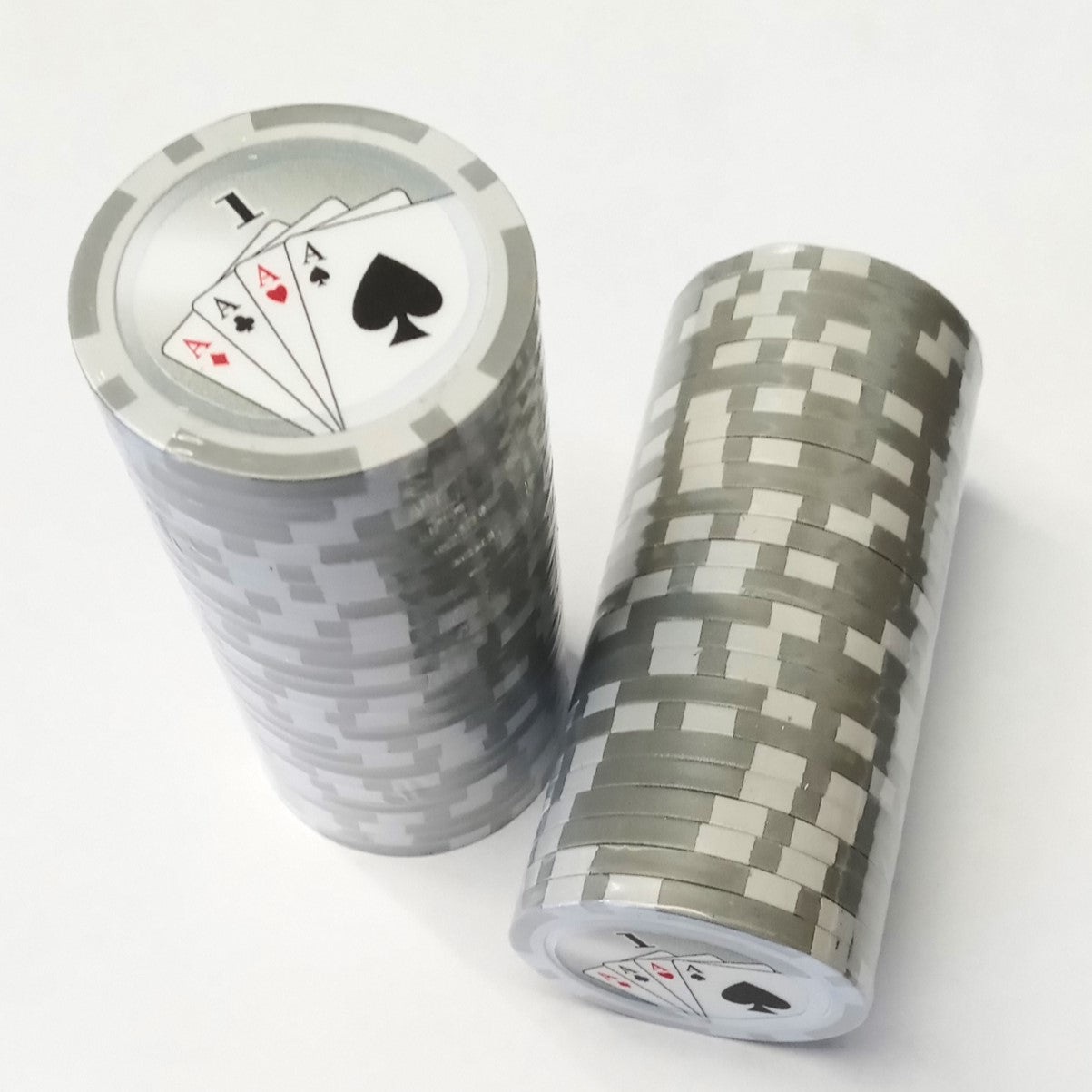 Light Gray $1 Aces, Four of a Kind Hand, Poker Chips 50pcs