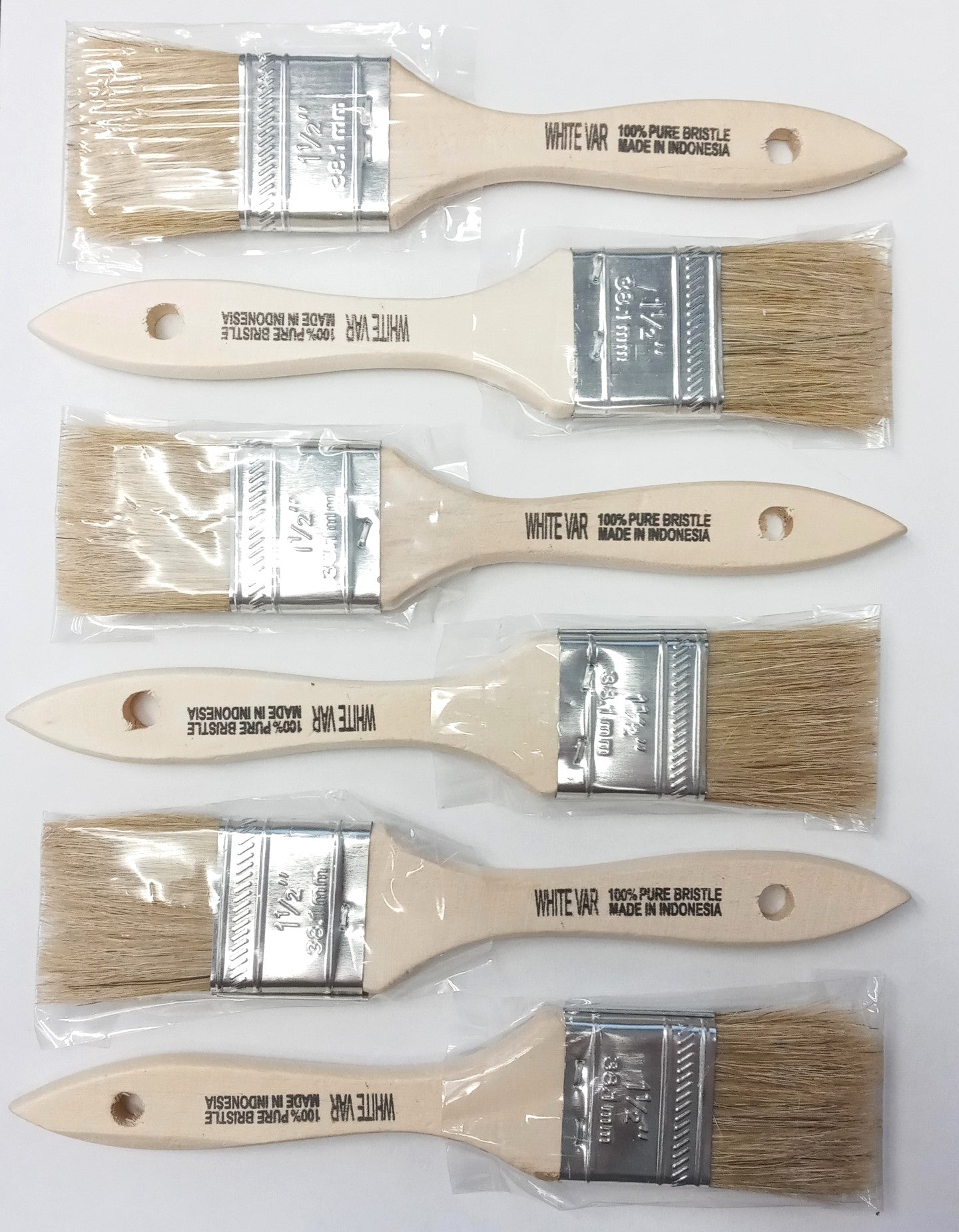 Advance 89697 White VAR 1-1/2" Pure Bristle Chip Paint Brushes 6pcs.