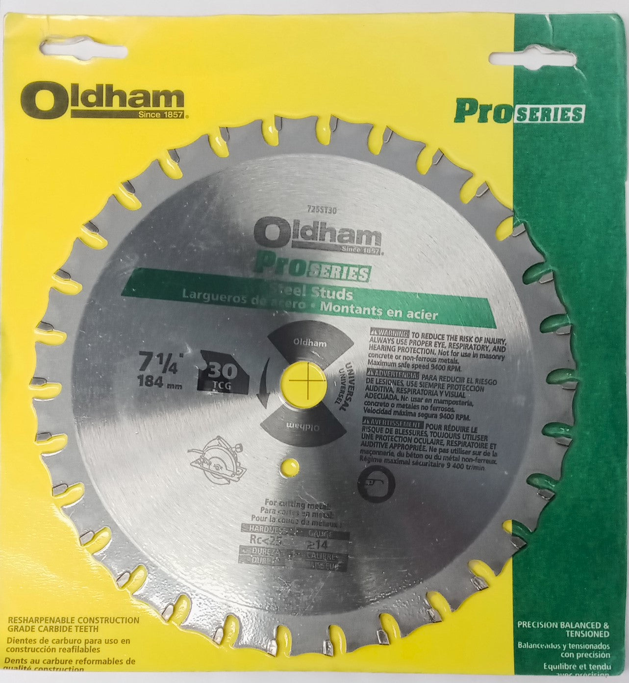 Oldham 7255ST30 Metal Cutting 7-1/4" (184mm) 30T Circular Saw Blade