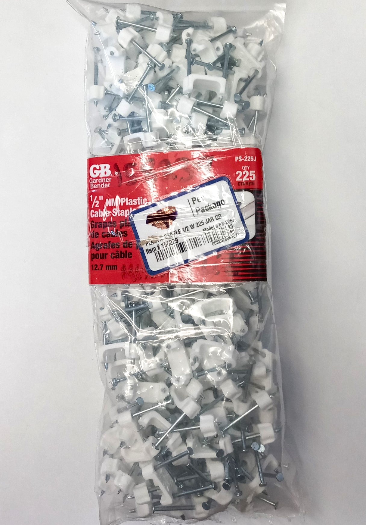 Gardner Bender PS-225JW ½" White Plastic Cable Staples 225 Pieces USA