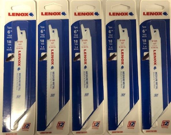 LENOX 20567S618R 6" x 18TPI Metal Cutting Reciprocating Saw Blade USA - 5pcs