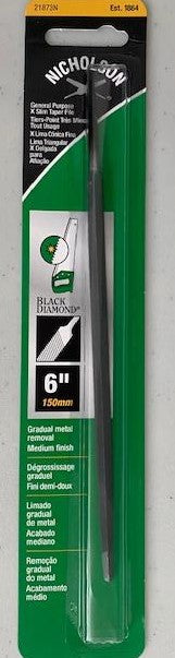 NICHOLSON 21873N Black Diamond 6" X Slim Taper Single Cut Metal File