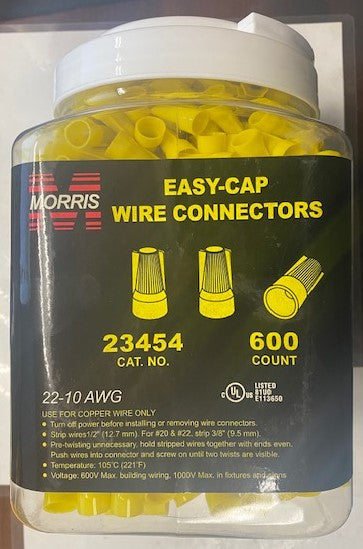 Morris Products 23454 Easy-Cap Wire Connectors Yellow 600pcs.