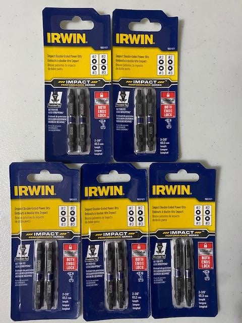 IRWIN 1882421 Impact Perf. Double-Ended Screwdriver Power Bit #2 Square #3 Square 2 3/8" 5-2-Packs