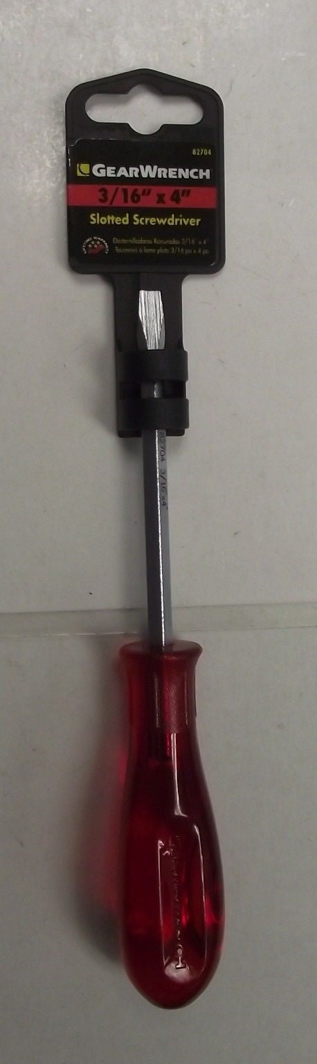 GearWrench 82704 3/16" x 4" Slotted Screwdriver Magnetic Tip 2 Pieces