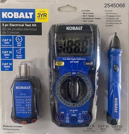 Kobalt 2545066 3 Piece Electrical Test Kit