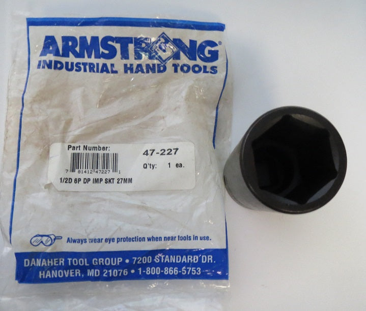 Armstrong 47-227 1/2" Drive 27mm Deep Impact Socket 6 Point USA