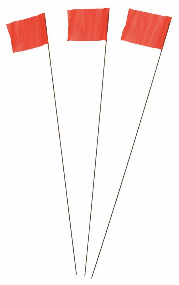 IRWIN 64100 Bundle Of (100) Survey Marking Stake Flags 21" 2" x 3" Orange USA