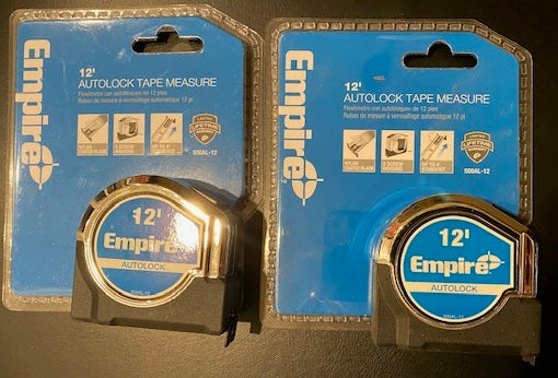 EMPIRE 500AL-12 12' Auto Lock Tape Measure 2 Tapes