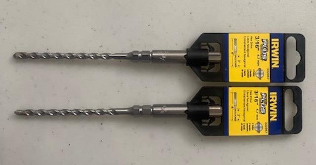 Irwin 322057 3/16" x 3" x 6" SDS Plus Hammer Drill Bit Germany 2pcs.