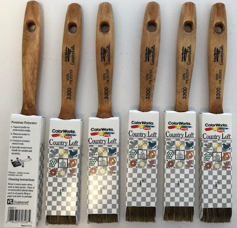 Country Loft 3300 ColorWorks from Krylon 1" Tapered Paint Brush 6pcs. USA