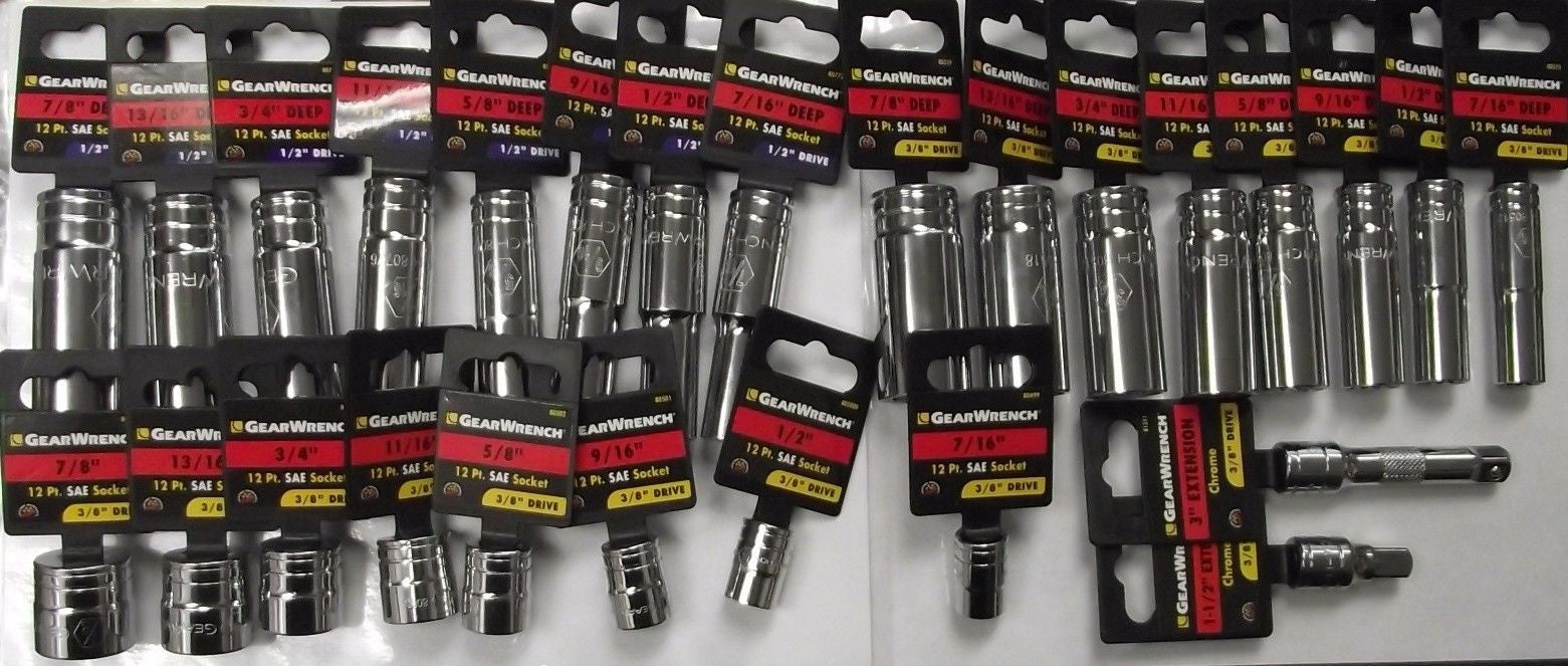 GearWrench 80779 26pc 1/2" x 3/8 Dr. Standard & Deep SAE Socket Set