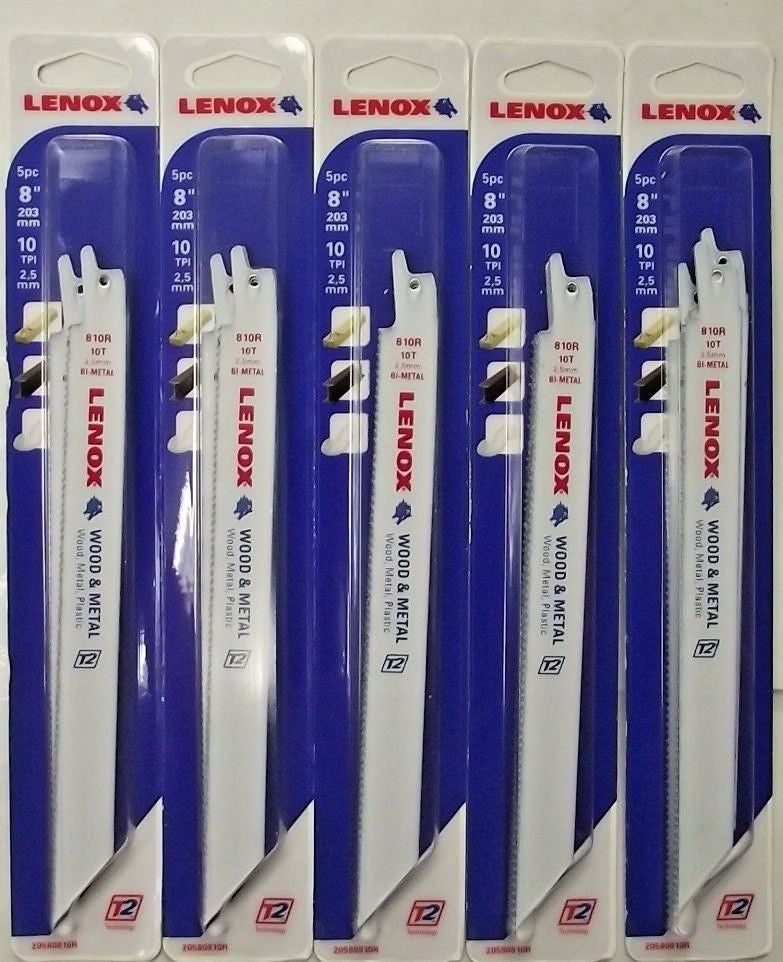 Lenox 20580810R 8" x 10 TPI Reciprocating Saw Blades For Wood & Metal 5-5pks USA