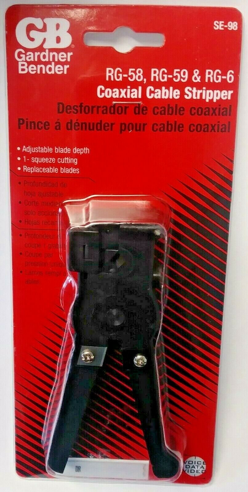 Gardner Bender SE-98 RG-58, RG-59 & RG-6 Coaxial Cable Cutter & Stripper