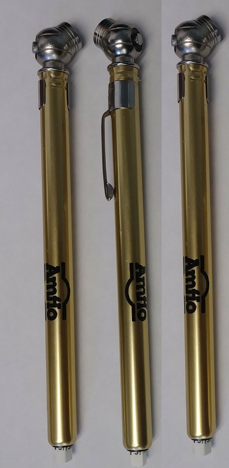 Amflo Gold Pencil Tire Gauge 10 to 50 PSI 3pcs USA