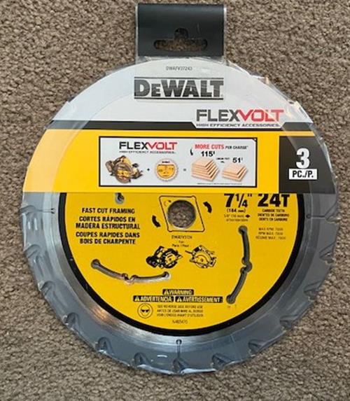 Dewalt DWAFV37243 Flexvolt 7-1/4" x 24 Tooth Circular Saw Blades 3 Pack