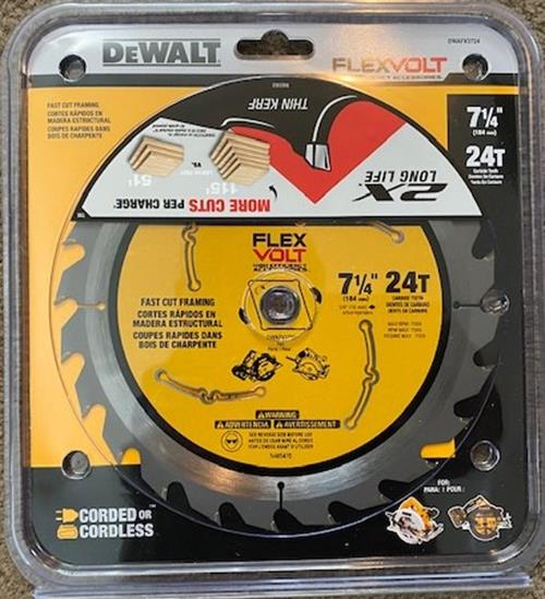 DEWALT DWAFV3724 Flexvolt 7-1/4" x 24 Tooth Carbide Circular Saw Blade
