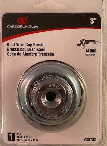 Carborundum 38782 Knot Wire Cup Brush 3" x .020" x M10