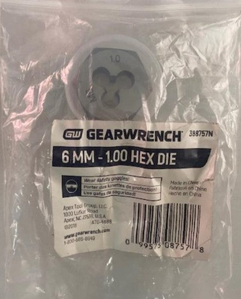 Gearwrench 388757N 6mm x 1.00 NC Hex Die