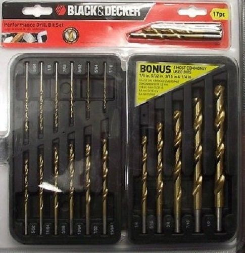 Black & Decker 15573 17 Piece 135 Split Point Titanium Drill Bit Set