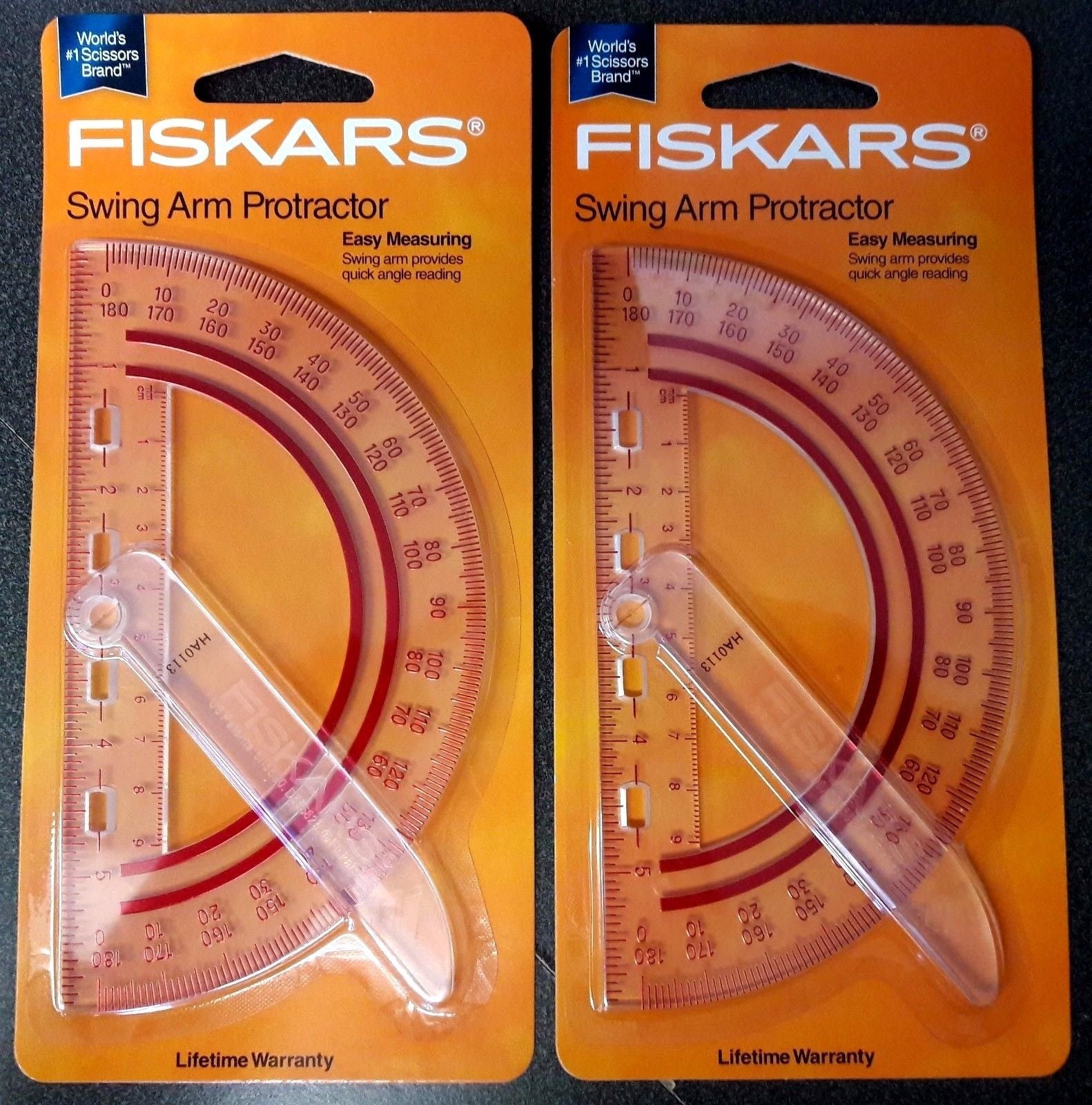 Fiskars 12-95400J Swing Arm Protractor Plastic Clear 6" Assorted Text Color 2PCS