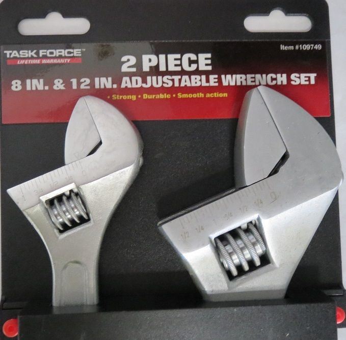 Task Force 32902 2 Piece Adjustable Wrench set