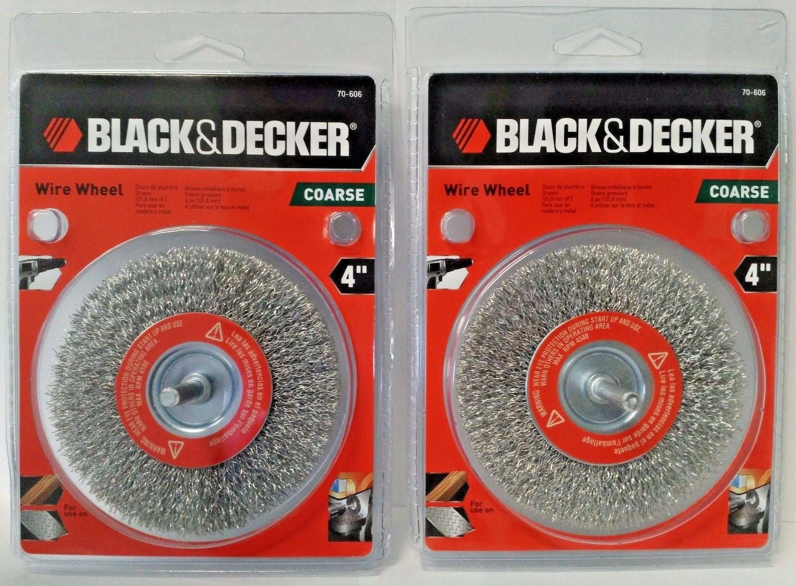 Black & Decker 70-606 4" Coarse Wire Wheel With 1/4" Shank 2pcs