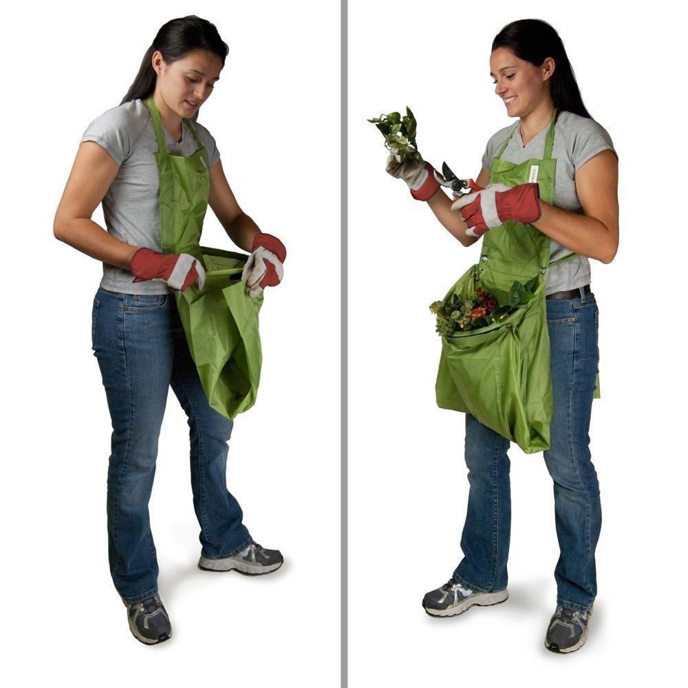 Plastec GA101GN Hands-Free Garden Apron Pouch Lawn Harvesting Bag Party Clean Up