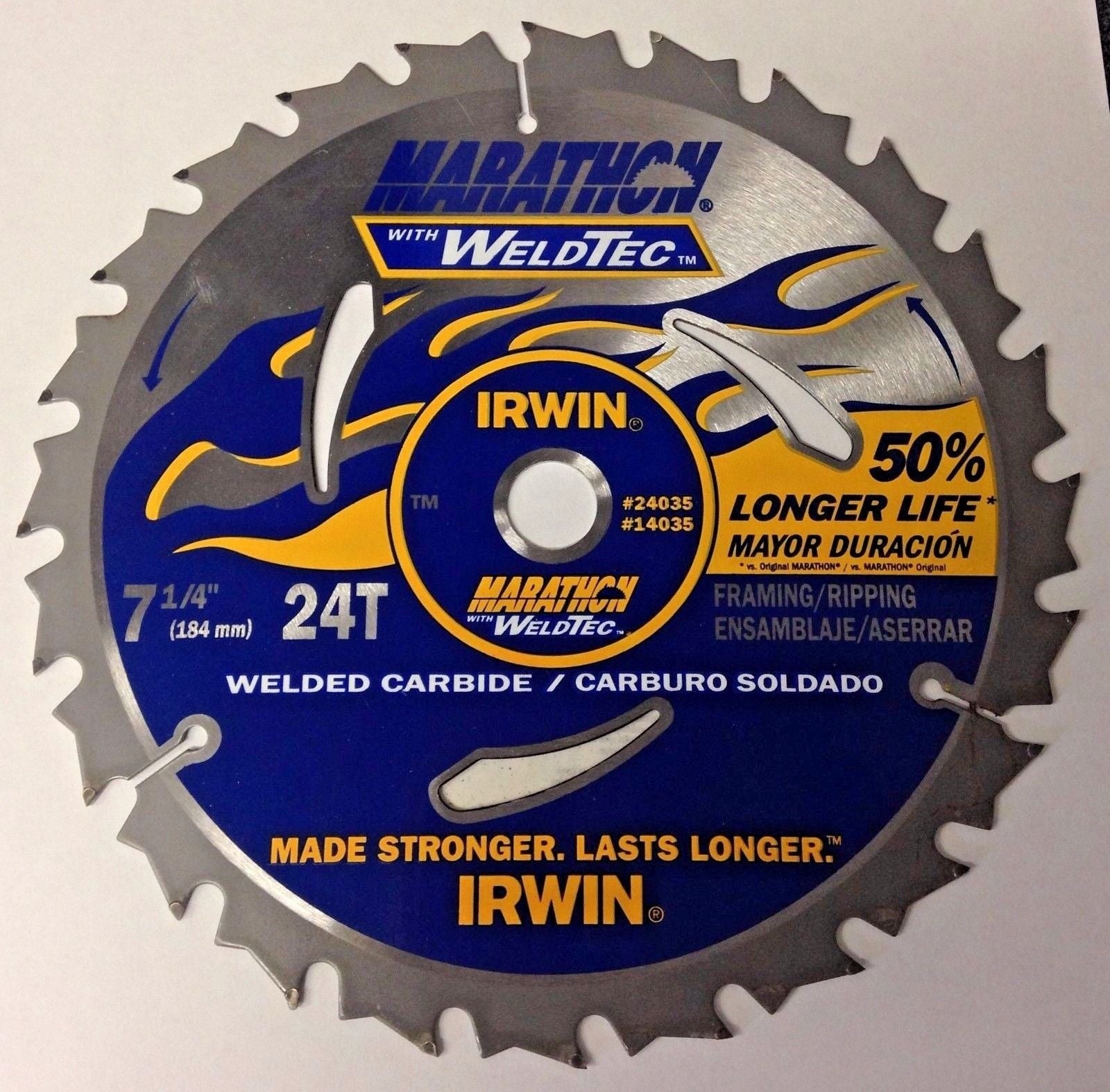 Irwin 24035 Weldtec 7-1/4" x 24 Carbide Tooth Circular Saw Blade