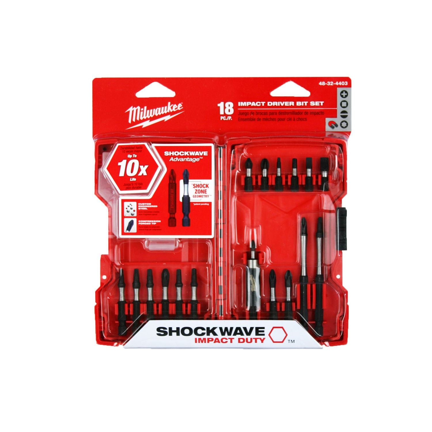 Milwaukee 48-32-4403 Shockwave 18 Piece Impact Driver Bit Set