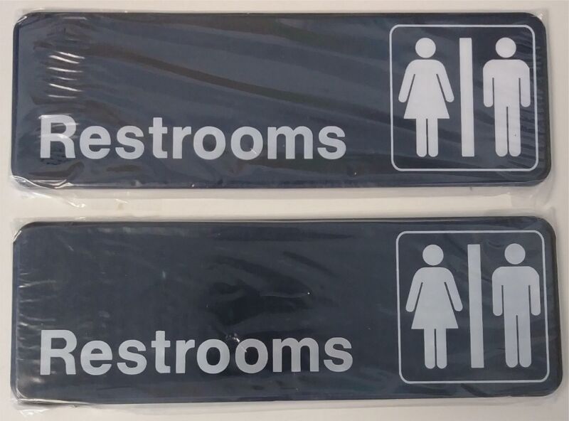 Advantus 83630 Contemporary Restrooms Sign with International 2pcs