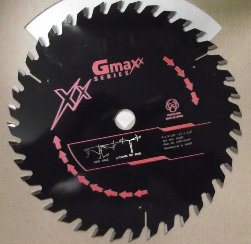 Gmaxx 2400.725A40 7-1/4" 40 Tooth Carbide Tip Plywood Circular Saw Blade